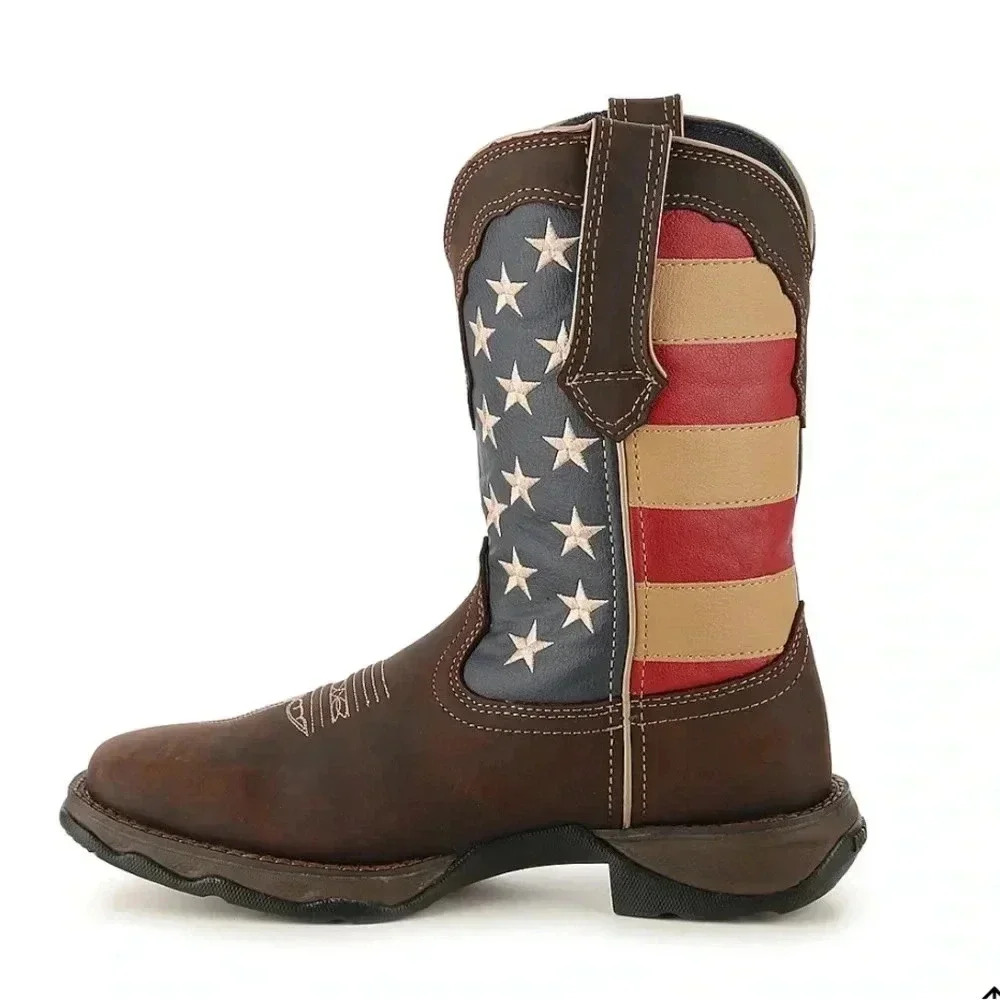 Ladies sz 8M Durango patriotic lady rebel red white blue flag boots - Picture 9 of 9